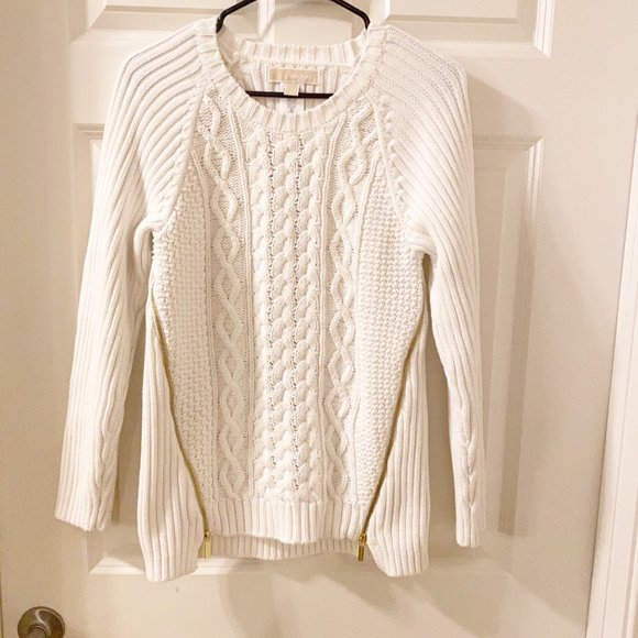 MICHAEL Michael Kors Sweaters - Michael Michael Kors Women's Long Sleeve Cream Cable Knit Knit Sweater L